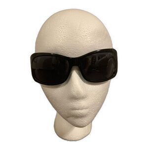Hollywood Eyes Vintage Solid Black Wrap Rhinestone Sunglasses #42